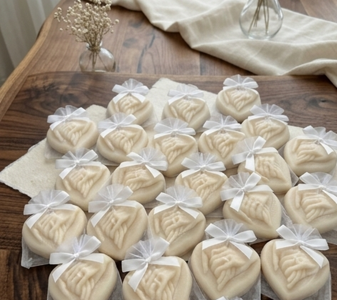 Mărturii nuntă lumânări din ceară de soia � inimă cu mâini, handmade, cadou invitați elegant - accesorii nuntă - amintiri și cadouri de nuntă - cadouri de bun venit nuntă - Artynos.ro