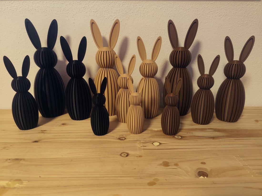 Colecția Japandi Ribbed Bunny � 4 mărimi, cu urechi verticale/pliabile - decor de sărbători - decorațiuni de paște - iepuraș de paște - Artynos.ro