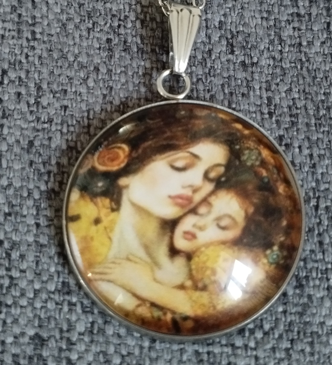 Lentile de sticlă inspirate de Gustav Klimt, set colier și cercei din oțel medical -  - Artynos.ro