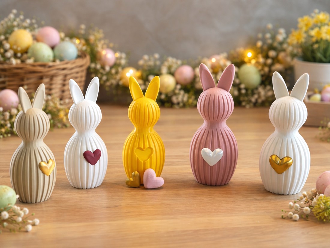 Iepuraș de Paște minimalist și modern, cu o inimioară detașabilă din burtică -  - Artynos.ro