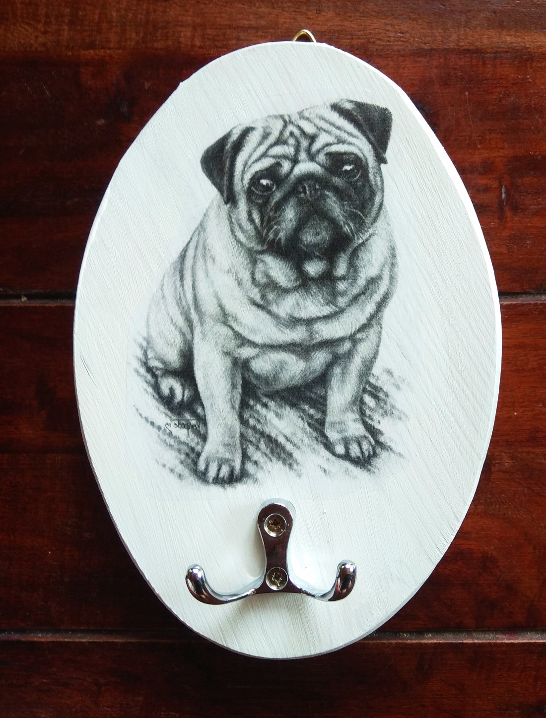 Suport de perete pentru lesă cu câine pug - - Artynos.ro Suport de perete pentru lesă cu câine pug - - Artynos.ro