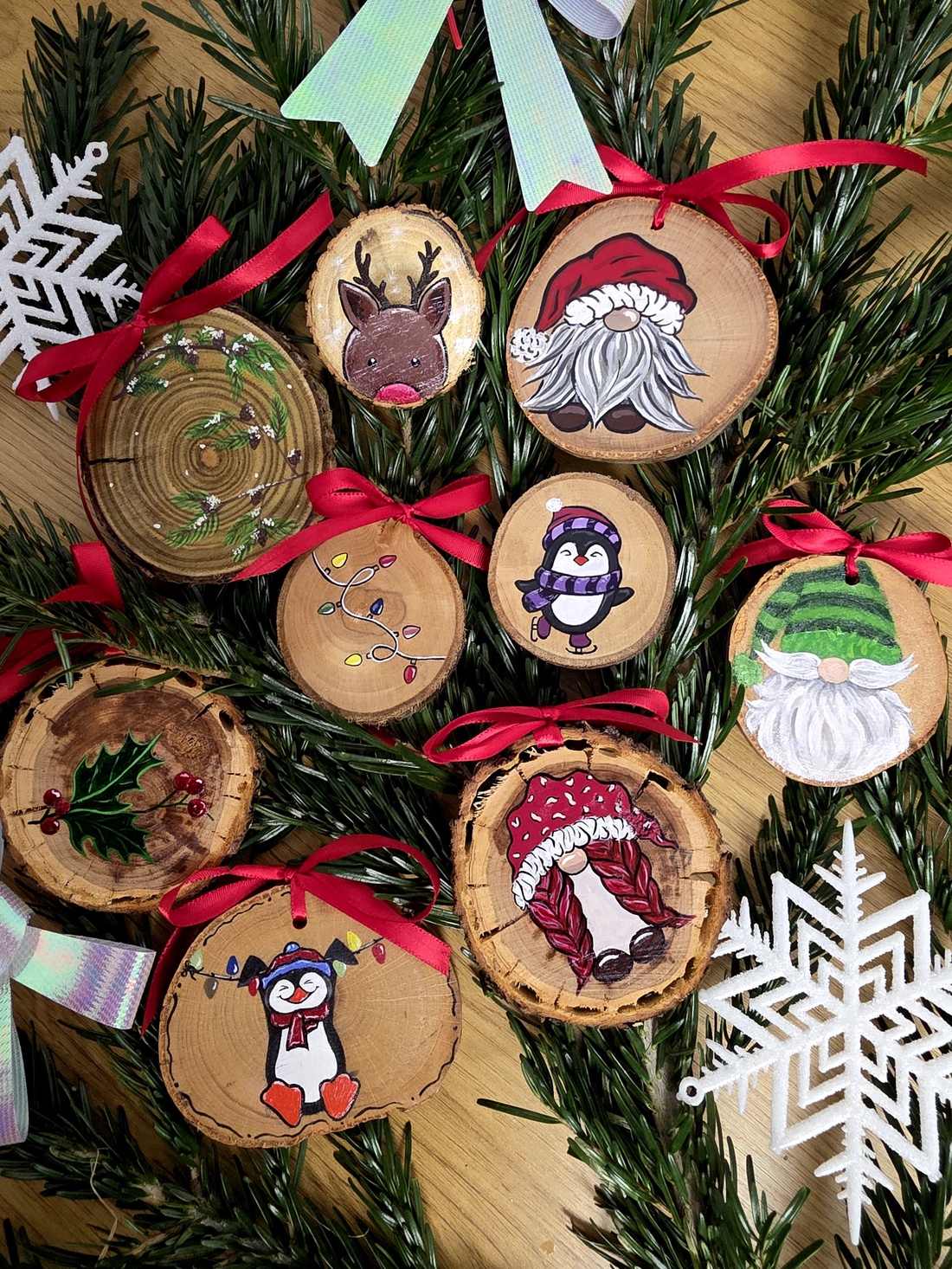 Set 3 Globuri de Craciun Pictate Manual - crăciun - decorațiuni de crăciun de casă - globuri de crăciun - Artynos.ro