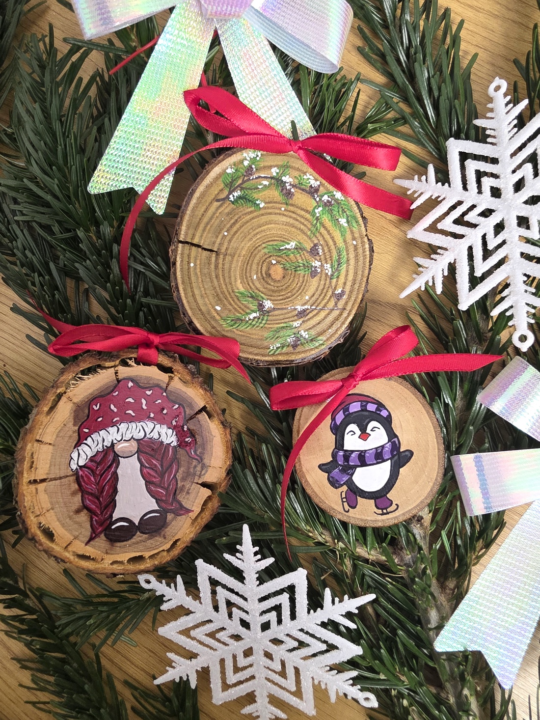 Set 3 Globuri de Craciun Pictate Manual - crăciun - decorațiuni de crăciun de casă - globuri de crăciun - Artynos.ro