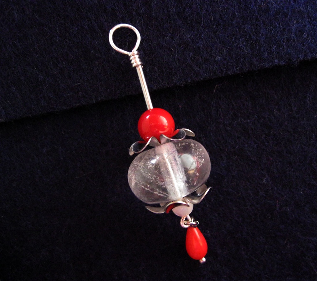 Cristal de stanca si coral - bijuterii - coliere - pandative - Artynos.ro