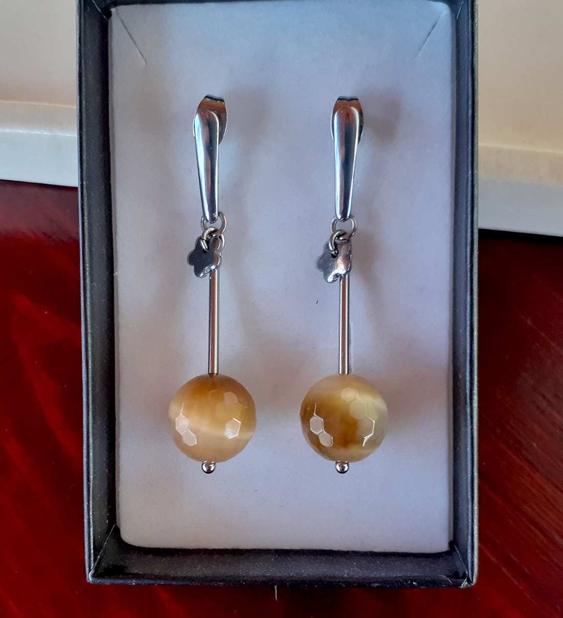 Ochi de tigru auriu - bijuterii - cercei - cercei din pietre semiprețioase - Artynos.ro