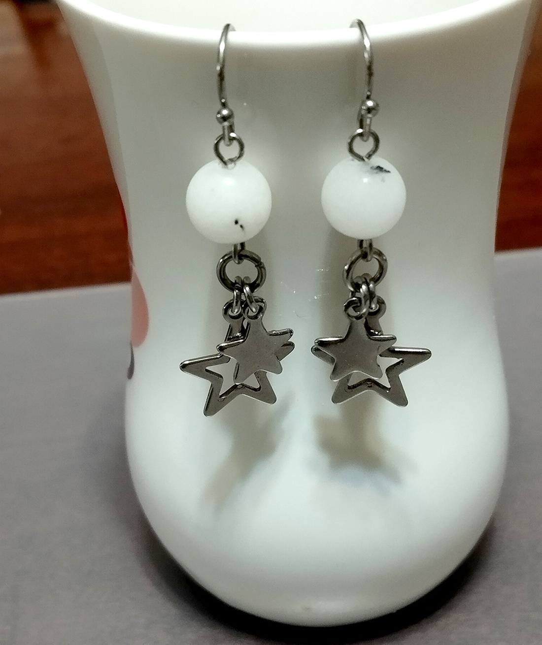 Agat alb - bijuterii - cercei - cercei din pietre semiprețioase - Artynos.ro