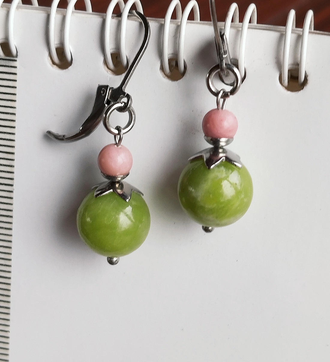 Jad si rodonit - bijuterii - cercei - cercei din pietre semiprețioase - Artynos.ro