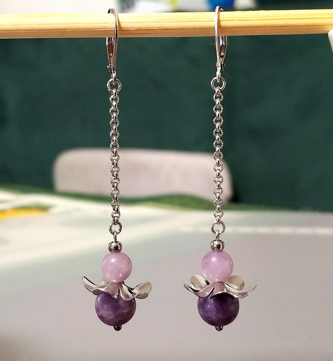  Lepidolit - bijuterii - cercei - cercei din pietre semiprețioase - Artynos.ro