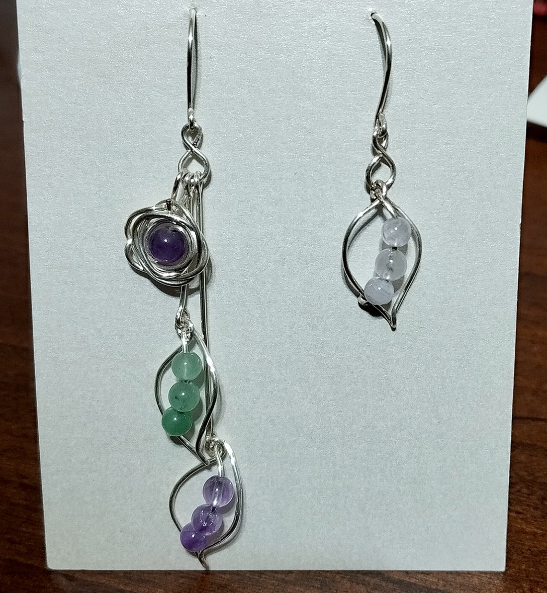 Ametist, aveturin si cuart roz - bijuterii - cercei - cercei din pietre semiprețioase - Artynos.ro
