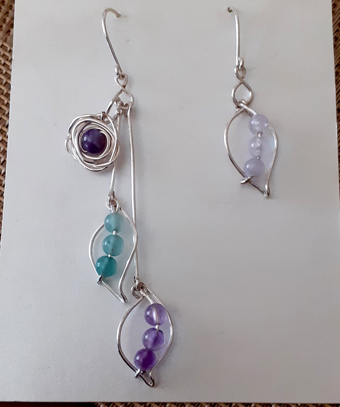 Ametist, aveturin si cuart roz - bijuterii - cercei - cercei din pietre semiprețioase - Artynos.ro