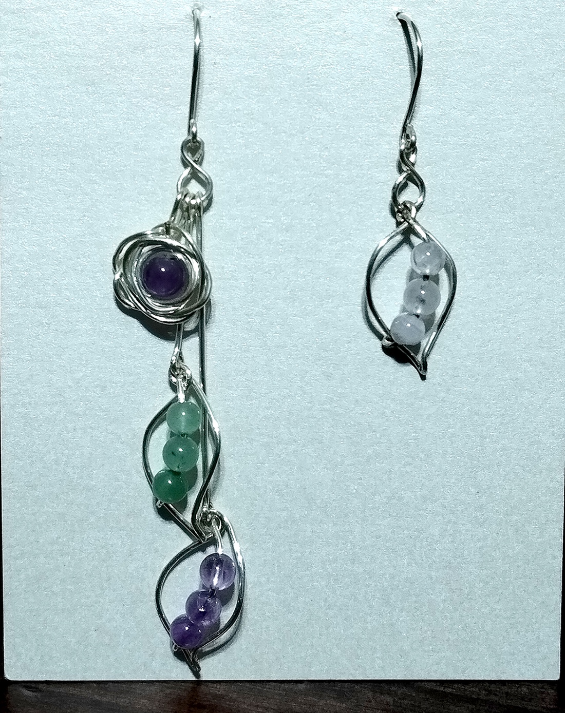 Ametist, aveturin si cuart roz - bijuterii - cercei - cercei din pietre semiprețioase - Artynos.ro