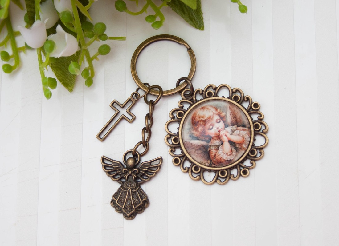 Breloc, ornament pentru geantă - Înger bronz antic - geantă și husă - accesorii genți - breloc - Artynos.ro