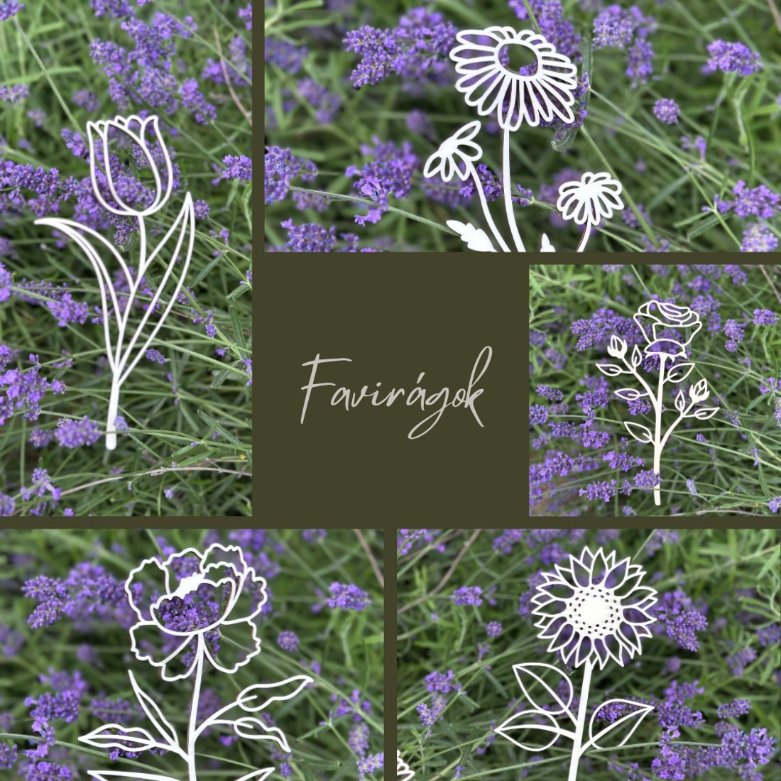 Floare decorativă de copac - 5 modele diferite de flori, placaj -  - Artynos.ro