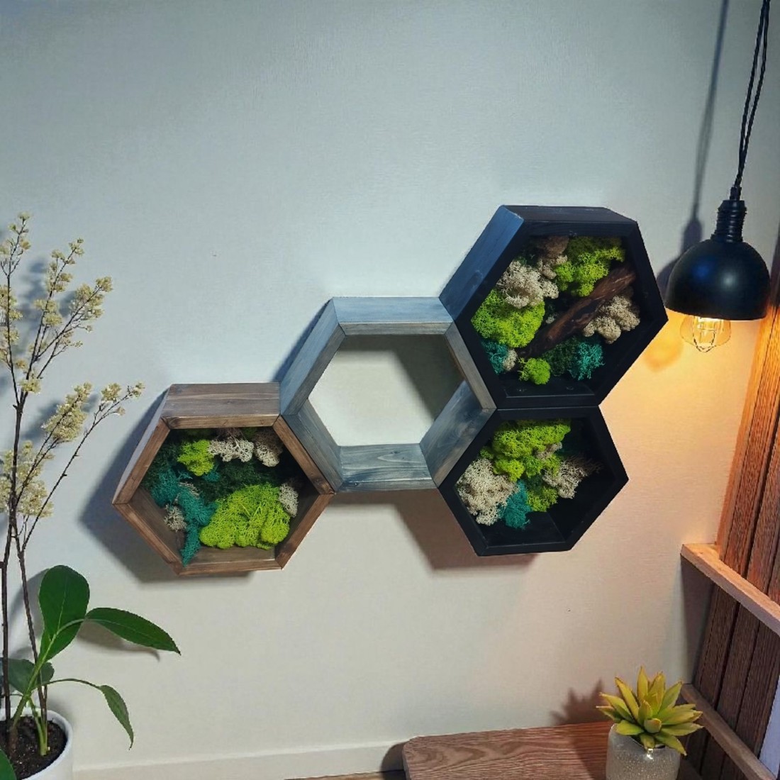 Raft hexagonal cu mozaic - casă & stil de viață - mobilier artizanal - rafturi  - Artynos.ro