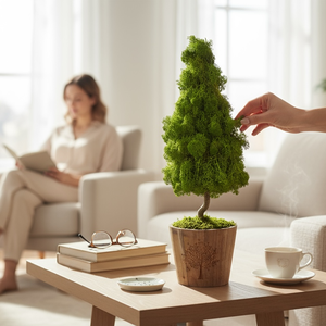 Brad de licheni stabilizați  - crăciun - cadouri de moș crăciun - decor cu moș crăciun - Artynos.ro