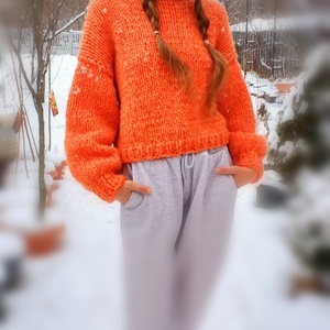 Pulover portocala - îmbrăcăminte și modă - haine damă - bluze damă - Artynos.ro