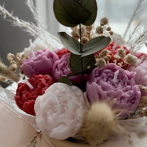 Buchet bujori lumânări  - casă & stil de viață - decorațiuni de casă - accesorii florale - cutii cu flori - Artynos.ro