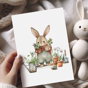 Carte postala de Paste, felicitare iepuras gradinar, carte cadou, , , ARTYNOS