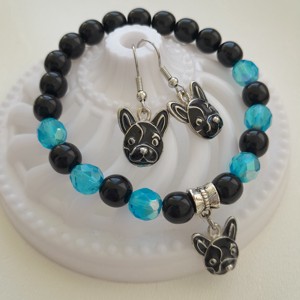 Set de bijuterii cu caine Bulldog - bratara, cercei, , , ARTYNOS