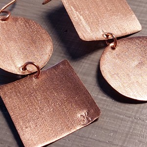 Cercei în formă de cerc pătrat din cupru -  - Artynos.ro