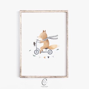 Decal de perete de toamna cu animale de padure, poster vulpe, imagine camera copii, cadou, , , Decalcomanii de perete ilustrate cu personaje de animale din padure, perfecte pentru a aduce o nota..., ARTYNOS