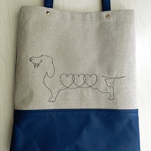 Geanta de umar brodata cu teckel, Geanta si husa, Geanta pentru cumparaturi, Geanta shopper, geanta tote, geanta textila, Broderie, Cusatura, ARTYNOS