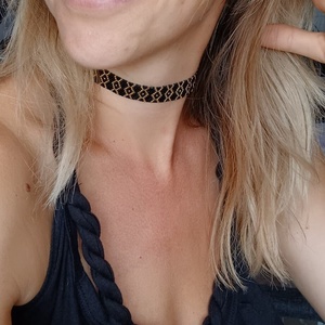 Colier choker negru-auriu , Bijuterii, Coliere, Coliere statement, Confectionarea bijuteriilor, ARTYNOS