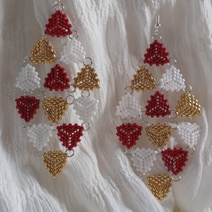 Cercei Triunghiuri conectate - bijuterii - cercei - cercei din mărgele - Artynos.ro