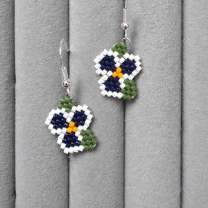 Cercei panseluța rosie - bijuterii - cercei - cercei din mărgele - Artynos.ro