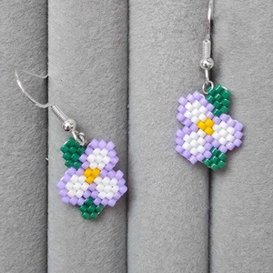 Cercei panseluța rosie - bijuterii - cercei - cercei din mărgele - Artynos.ro