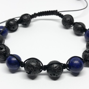 Bratara barbateasca lapis lazuli si lava - Artynos.ro
