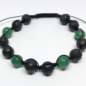 Bratara barbateasca aventurin verde si lava - Artynos.ro