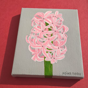 Mini Tablou pe Panza Zambila Roz cu Mini Sevalet - casă & stil de viață - accesorii pentru decorat casa - picturi murale - tablouri/picturi pe pânză - Artynos.ro