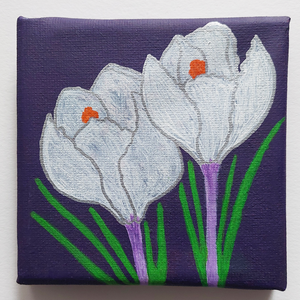 Mini Tablou pe Panza Flori Albe cu Mini Sevalet - casă & stil de viață - accesorii pentru decorat casa - picturi murale - tablouri/picturi pe pânză - Artynos.ro