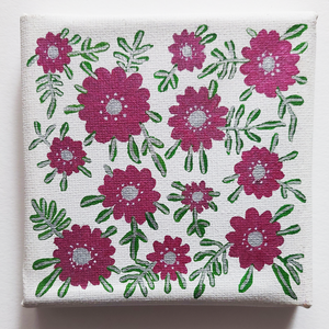 Mini Tablou pe Panza Flori Roz/Magenta cu Mini Sevalet - casă & stil de viață - accesorii pentru decorat casa - picturi murale - tablouri/picturi pe pânză - Artynos.ro