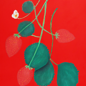 Ilustratie Tablou in Pastel Uleios Crenguta cu Capsuni pe Carton Colorat - arte vizuale și accesorii  - grafică, ilustrație - alte desene - Artynos.ro