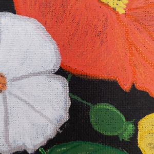 Tablou Pictat Acrilic pe Panza Flori Portocalii, Albe si Galbene - casă & stil de viață - accesorii pentru decorat casa - picturi murale - tablouri/picturi pe pânză - Artynos.ro