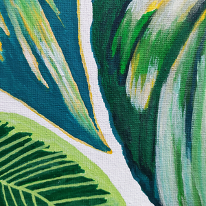 Tablou Pictat Acrilic pe Panza Frunze Tropicale - casă & stil de viață - accesorii pentru decorat casa - picturi murale - tablouri/picturi pe pânză - Artynos.ro