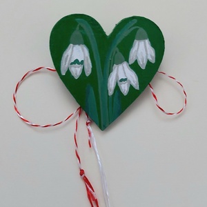 Mărțișor Handmade Broșă Ghiocei Pictată cu Acrilic pe Lemn - bijuterii - mărțișor - Artynos.ro