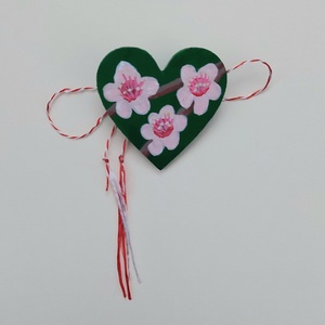 Mărțișor Handmade Broșă Flori de Cireș Pictată cu Acrilic pe Lemn - bijuterii - mărțișor - Artynos.ro