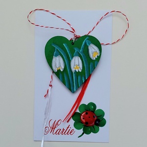Martisor Handmade Pandantiv Ghiocei Pictat cu Acrilic pe Lemn, Bijuterii, Martisor, Obiecte pictate, ARTYNOS