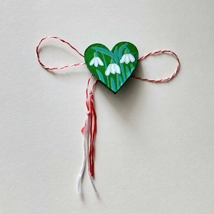 Mărțișor Handmade Broșă Ghiocei Pictată cu Acrilice pe Lemn - bijuterii - mărțișor - Artynos.ro