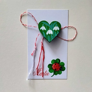 Martisor Handmade Brosa Ghiocei Pictata cu Acrilice pe Lemn, Bijuterii, Martisor, Obiecte pictate, ARTYNOS