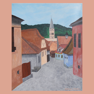 Tablou Pictat Acrilic pe Panza Peisaj Sighisoara - Artynos.ro