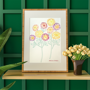 Ilustratie Pictura Tablou Acuarele Trandafiri Galbeni, Portocalii  si Violet - arte vizuale și accesorii  - picturi - acuarele picturi - Artynos.ro