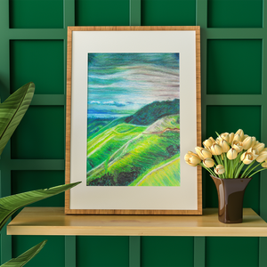 Tablou Pictat Pastel Uleios Peisaj de Munte - arte vizuale și accesorii  - grafică, ilustrație - alte desene - Artynos.ro