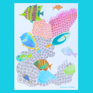 Tablou Ilustratie Creioane Colorate Pesti si Corali - arte vizuale și accesorii  - grafică, ilustrație - alte desene - Artynos.ro