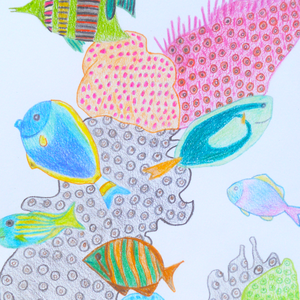 Tablou Ilustratie Creioane Colorate Pesti si Corali - arte vizuale și accesorii  - grafică, ilustrație - alte desene - Artynos.ro