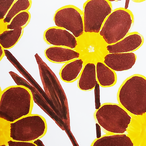 Ilustratie Desen Tablou Markere Flori Primula Maro si Galben - arte vizuale și accesorii  - grafică, ilustrație - alte desene - Artynos.ro