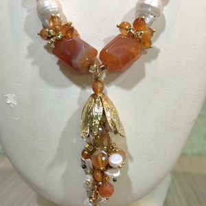 Colier și cercei din agate mari,perle baroc,hematit perle de cultura și accesorii placate cu aurLAST LIGHT OF AUGUST - bijuterii - seturi de bijuterii - Artynos.ro